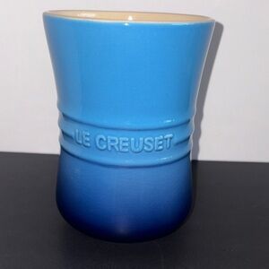 Le Creuset Stoneware Aqua Blue Ombré Utensil Holder Crock Vase 1.1 liters